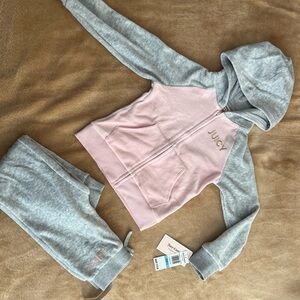 Juicy Couture Pink & Gray Hooded Sweatshirt Set